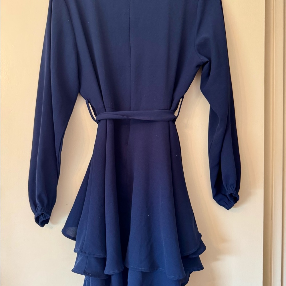 Cosonsen - Navy Blue V-Neck Dress Medium - elegant * night on the town - Picture 3 of 7